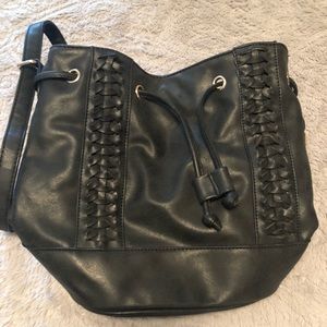 Black bucket bag purse